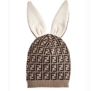 Baby fendi monogram bunny ear hat